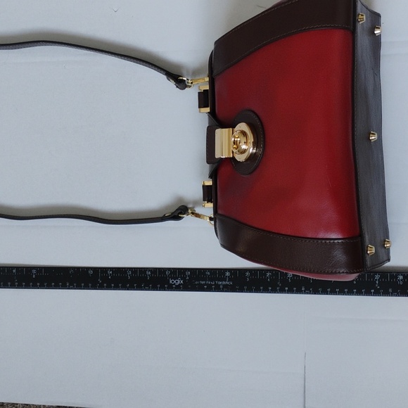 Red Ox Blood Color Leather Handbag - Picture 11 of 13